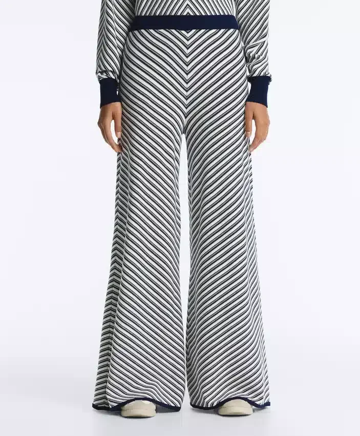 Diagonal Stripe Wide-Leg Knit Trousers Diagonal Stripe Wide-Leg Knit Trousers