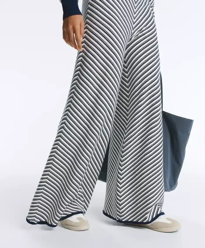 Diagonal Stripe Wide-Leg Knit Trousers Diagonal Stripe Wide-Leg Knit Trousers