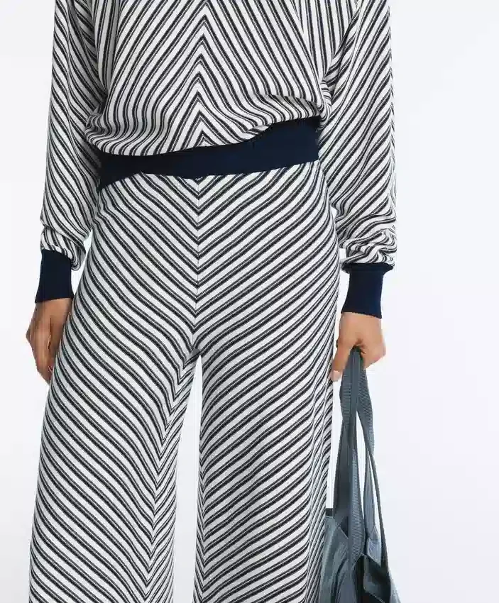 Diagonal Stripe Wide-Leg Knit Trousers Diagonal Stripe Wide-Leg Knit Trousers