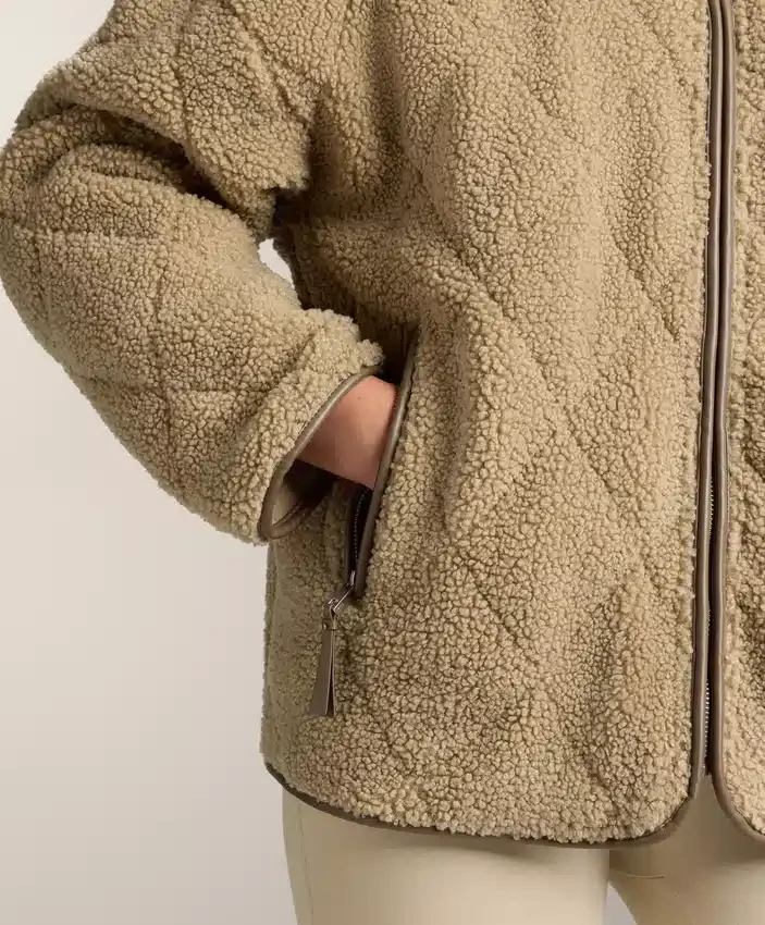 Diamond Quilted Faux-Shearling Jacket Diamond Quilted Faux-Shearling Jacket