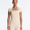 Evermove Square Neck Short Jumpsuit Evermove Square Neck Short Jumpsuit