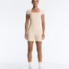 Evermove Square Neck Short Jumpsuit Evermove Square Neck Short Jumpsuit