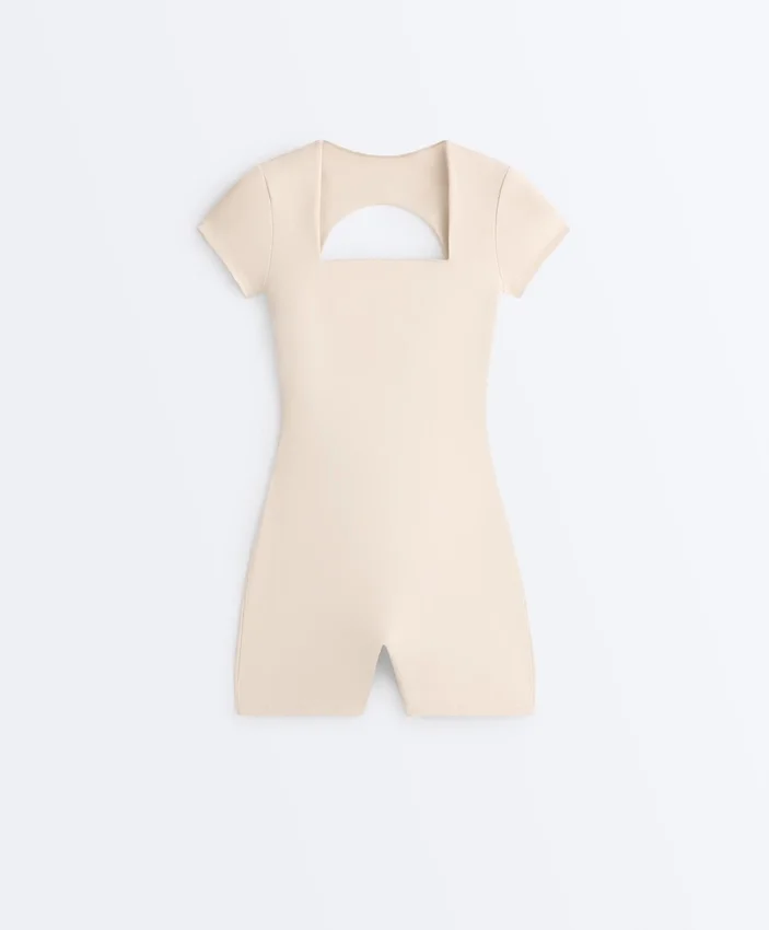 Evermove Square Neck Short Jumpsuit Evermove Square Neck Short Jumpsuit