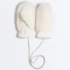 Faux Fur Mittens with Cord Faux Fur Mittens with Cord