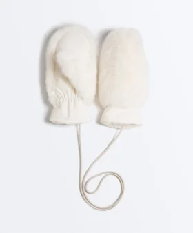 Faux Fur Mittens with Cord Faux Fur Mittens with Cord