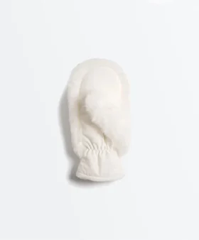 Faux Fur Mittens with Cord Faux Fur Mittens with Cord