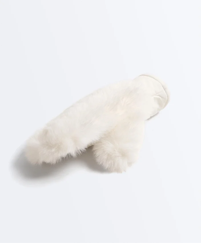 Faux Fur Mittens with Cord Faux Fur Mittens with Cord