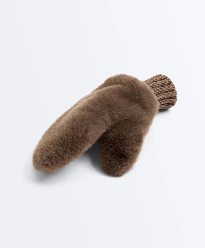 Faux Fur Mittens with Elasticated Cuff Faux Fur Mittens with Elasticated Cuff