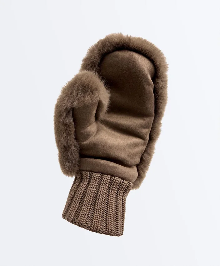 Faux Fur Mittens with Elasticated Cuff Faux Fur Mittens with Elasticated Cuff