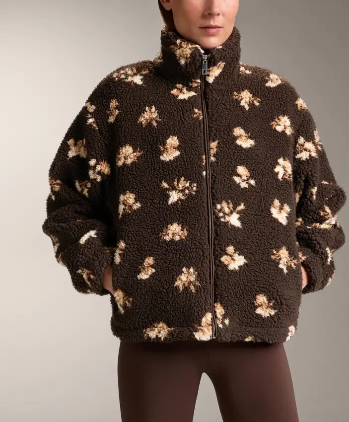 Faux-Shearling Floral Print Jacket Faux-Shearling Floral Print Jacket