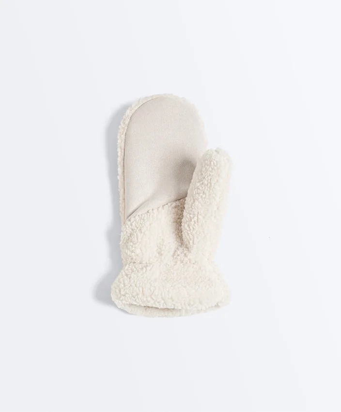 Faux-Shearling Mittens with Cord Faux-Shearling Mittens with Cord