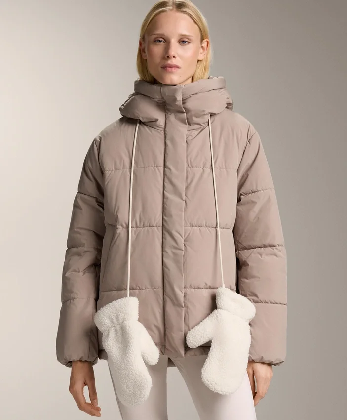 Faux-Shearling Mittens with Cord Faux-Shearling Mittens with Cord