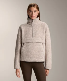 Faux-Shearling Sweatshirt with Front Pocket