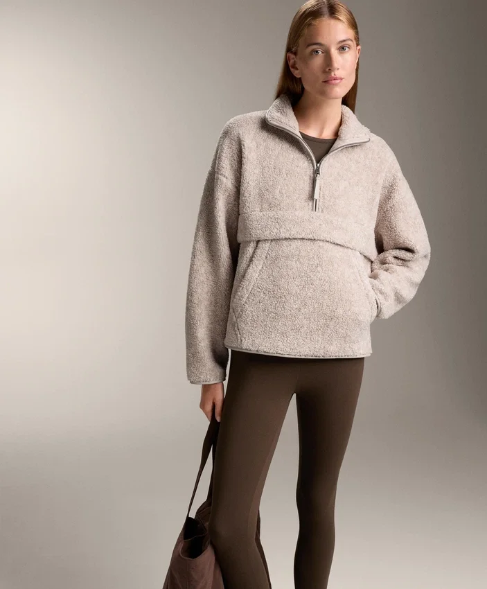 Faux-Shearling Sweatshirt with Front Pocket Faux-Shearling Sweatshirt with Front Pocket