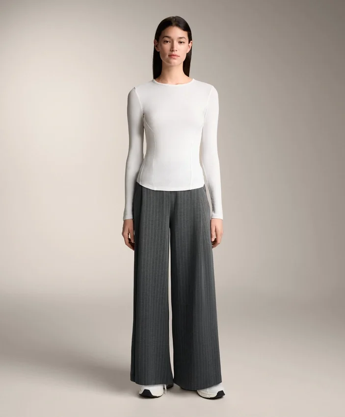 Fitted Long Sleeve Rib T-Shirt with Cotton and Modal Fitted Long Sleeve Rib T-Shirt with Cotton and Modal