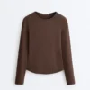 Fitted Long Sleeve Rib T-Shirt with Cotton and Modal Fitted Long Sleeve Rib T-Shirt with Cotton and Modal