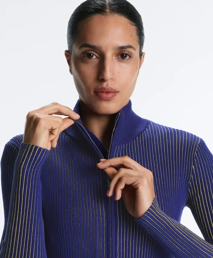 Fitted Rib-Knit Jacket Fitted Rib-Knit Jacket