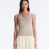Fitted Rib Strap T-Shirt with Cotton and Modal Fitted Rib Strap T-Shirt with Cotton and Modal