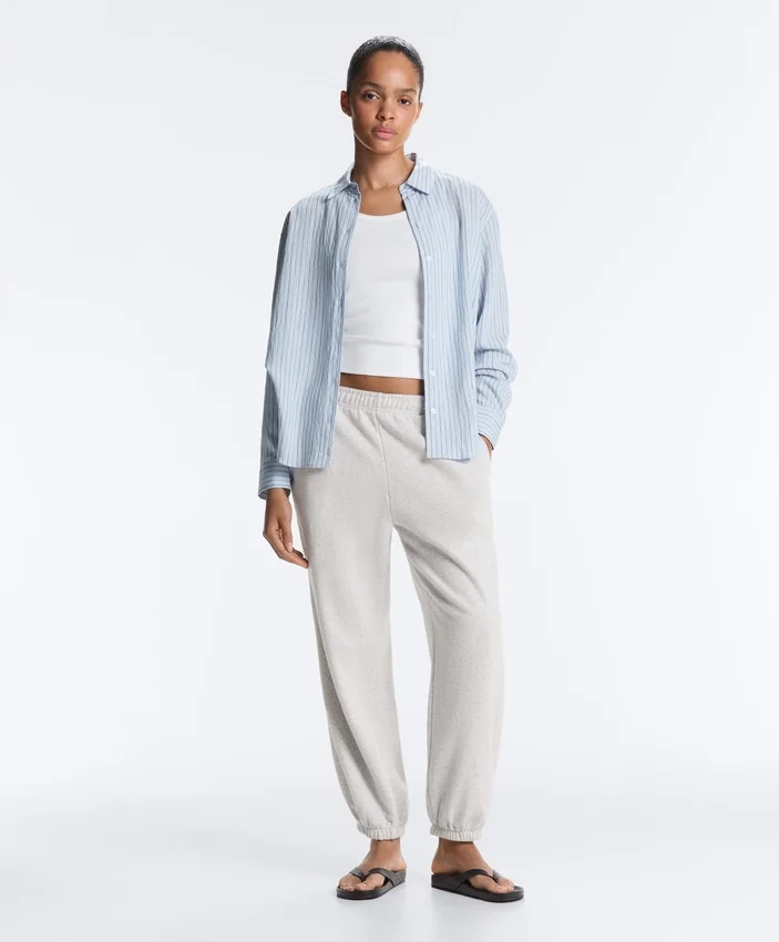 Fitted Rib Strap T-Shirt with Cotton and Modal Fitted Rib Strap T-Shirt with Cotton and Modal