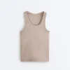 Fitted Rib Strap T-Shirt with Cotton and Modal Fitted Rib Strap T-Shirt with Cotton and Modal
