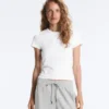 Fitted Short Sleeve Rib T-Shirt in Cotton Blend Fitted Short Sleeve Rib T-Shirt in Cotton Blend
