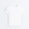 Fitted Short Sleeve Rib T-Shirt in Cotton Blend Fitted Short Sleeve Rib T-Shirt in Cotton Blend