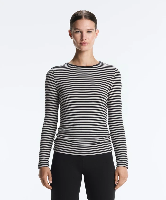 Fitted Striped Long Sleeve T-Shirt Fitted Striped Long Sleeve T-Shirt