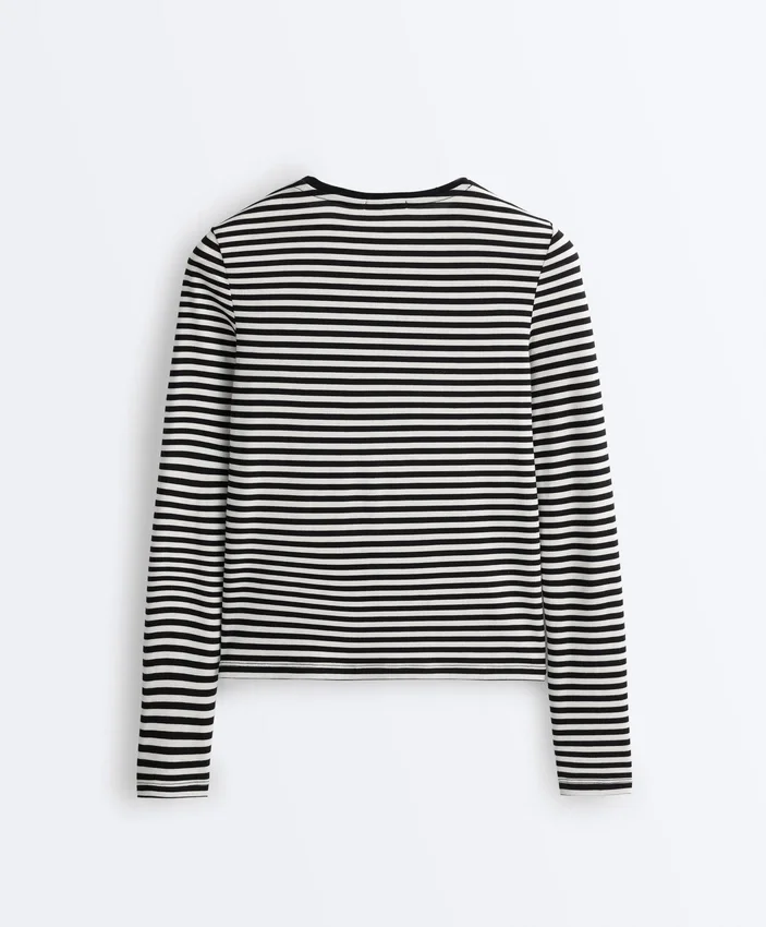Fitted Striped Long Sleeve T-Shirt Fitted Striped Long Sleeve T-Shirt