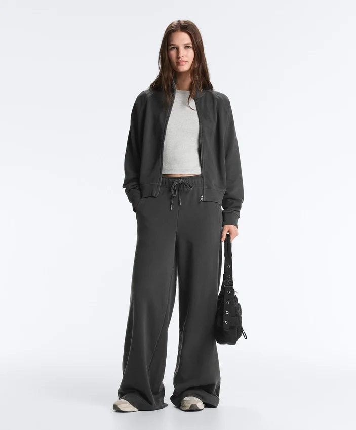 Fleece Cotton Blend Straight-Leg Trousers Fleece Cotton Blend Straight-Leg Trousers