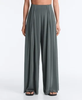 Floaty Trousers with Pleated Modal Blend Waist