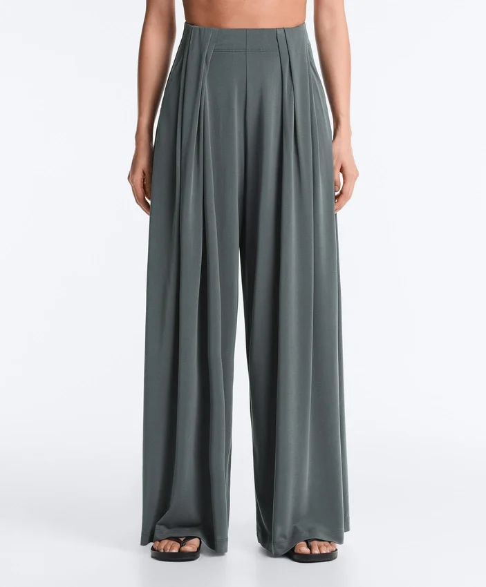 Floaty Trousers with Pleated Modal Blend Waist Floaty Trousers with Pleated Modal Blend Waist