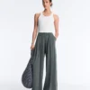 Floaty Trousers with Pleated Modal Blend Waist Floaty Trousers with Pleated Modal Blend Waist