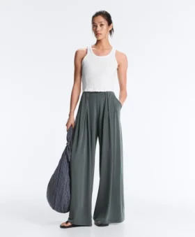 Floaty Trousers with Pleated Modal Blend Waist