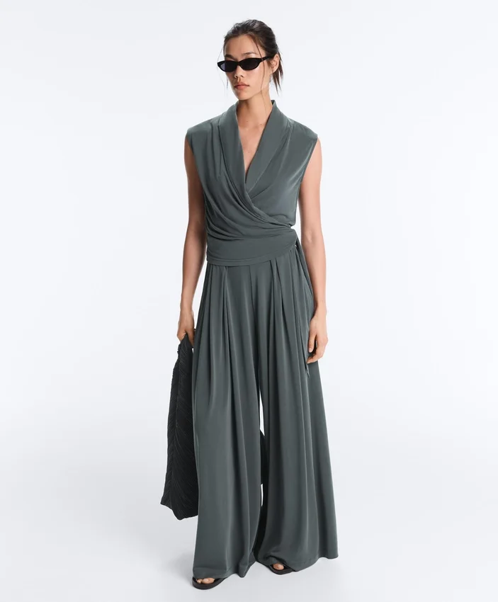 Floaty Trousers with Pleated Modal Blend Waist Floaty Trousers with Pleated Modal Blend Waist