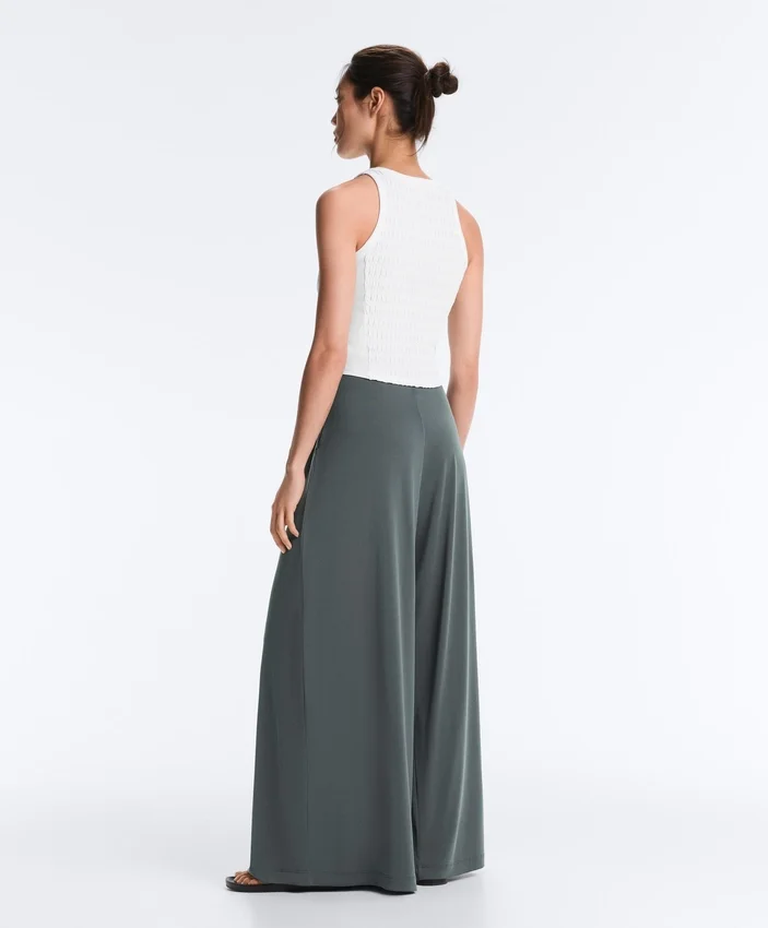 Floaty Trousers with Pleated Modal Blend Waist Floaty Trousers with Pleated Modal Blend Waist