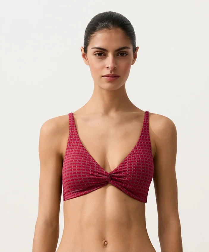Geometric Jacquard Halter Bikini Top Geometric Jacquard Halter Bikini Top