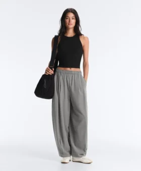 Gingham Lyocell Blend Balloon Trousers