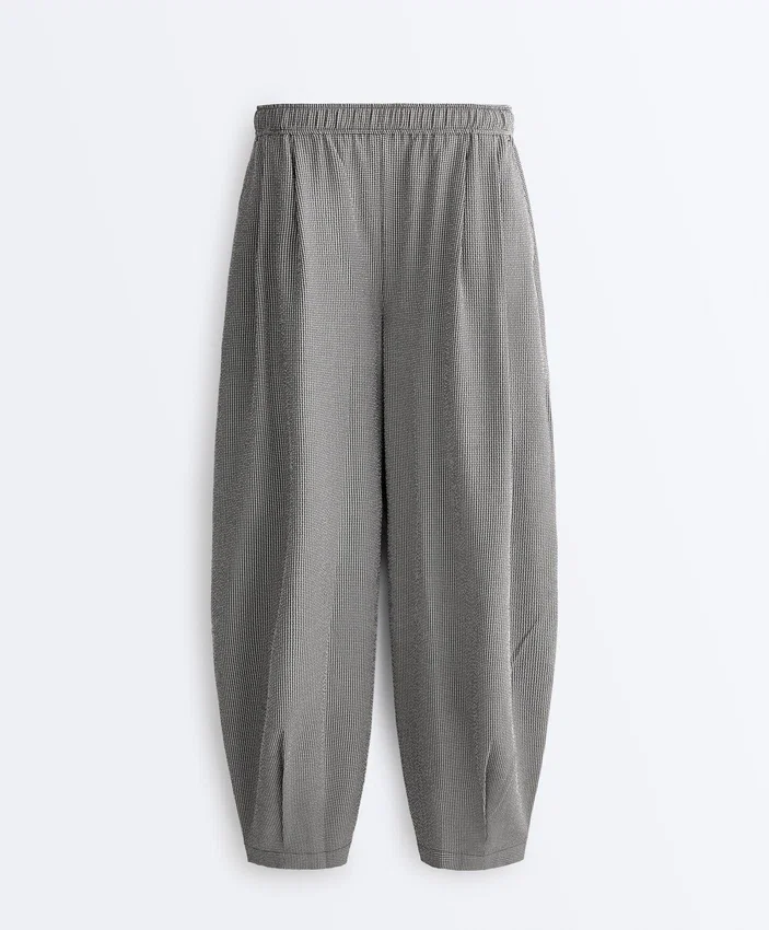 Gingham Lyocell Blend Balloon Trousers Gingham Lyocell Blend Balloon Trousers