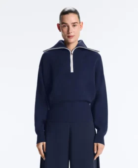 Half-Zip High-Neck Jumper