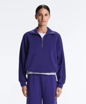Half-Zip Sweatshirt with Brushed Modal