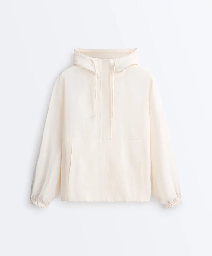 Half-Zip Sweatshirt with Front Pocket, Lyocell and 24% Linen Blend Half-Zip Sweatshirt with Front Pocket, Lyocell and 24% Linen Blend