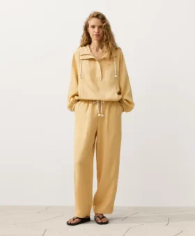 Half-Zip Sweatshirt with Front Pocket, Lyocell and 24% Linen Blend