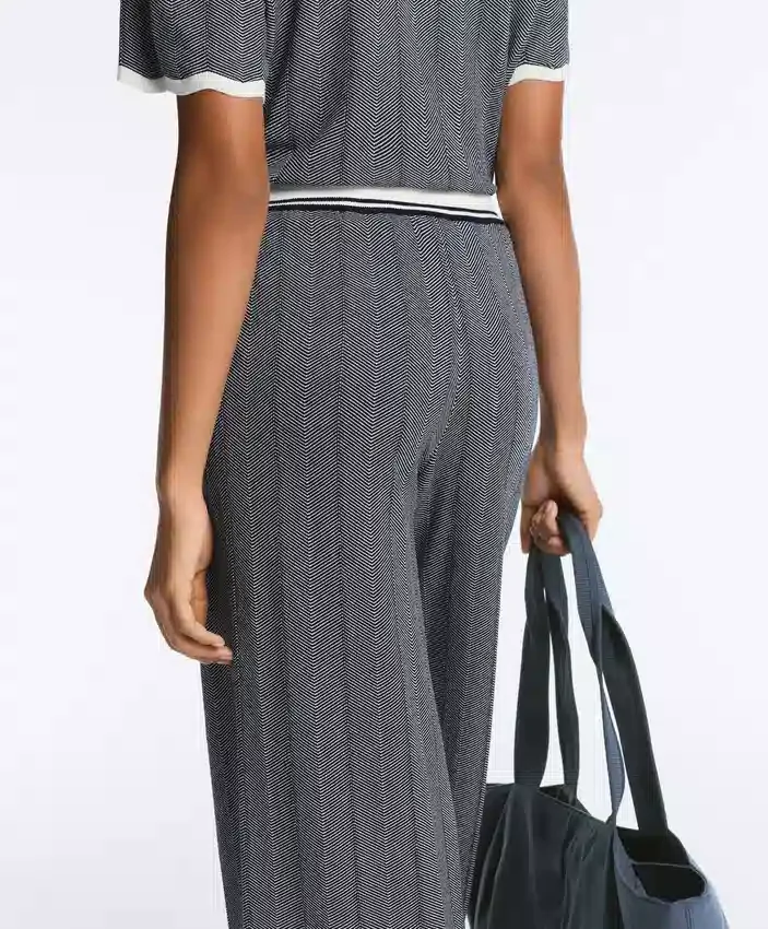 Herringbone Knit Straight-Leg Trousers Herringbone Knit Straight-Leg Trousers