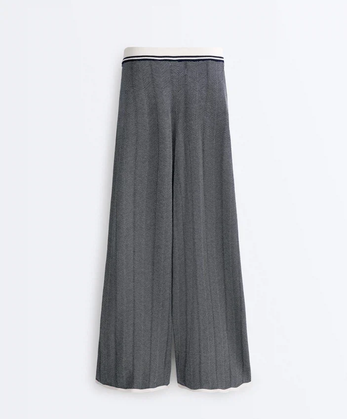 Herringbone Knit Straight-Leg Trousers Herringbone Knit Straight-Leg Trousers