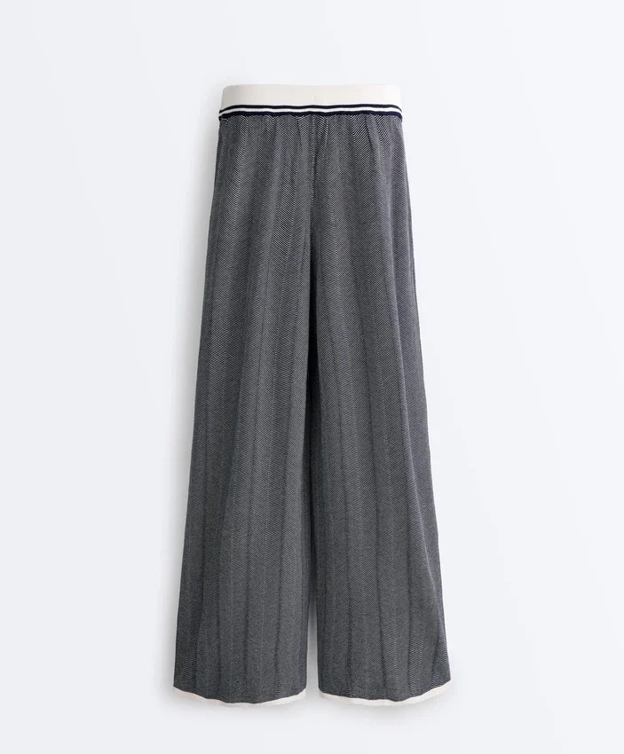 Herringbone Knit Straight-Leg Trousers Herringbone Knit Straight-Leg Trousers