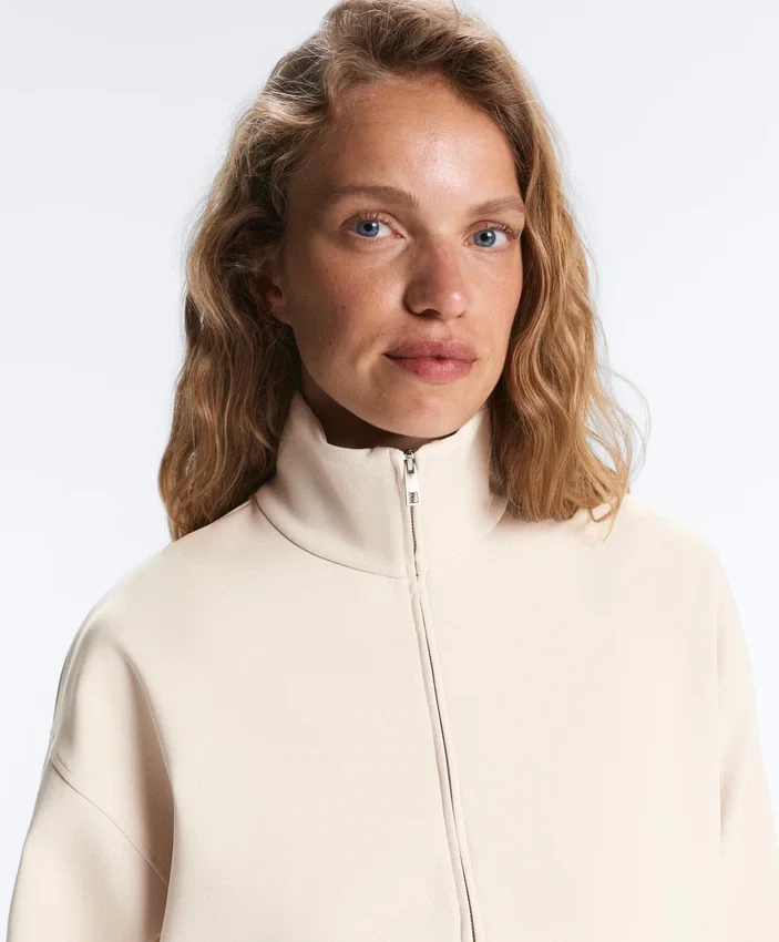 High Collar Pique Jacket with Cotton High Collar Pique Jacket with Cotton