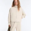 High Collar Pique Jacket with Cotton High Collar Pique Jacket with Cotton