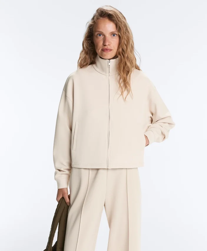 High Collar Pique Jacket with Cotton High Collar Pique Jacket with Cotton