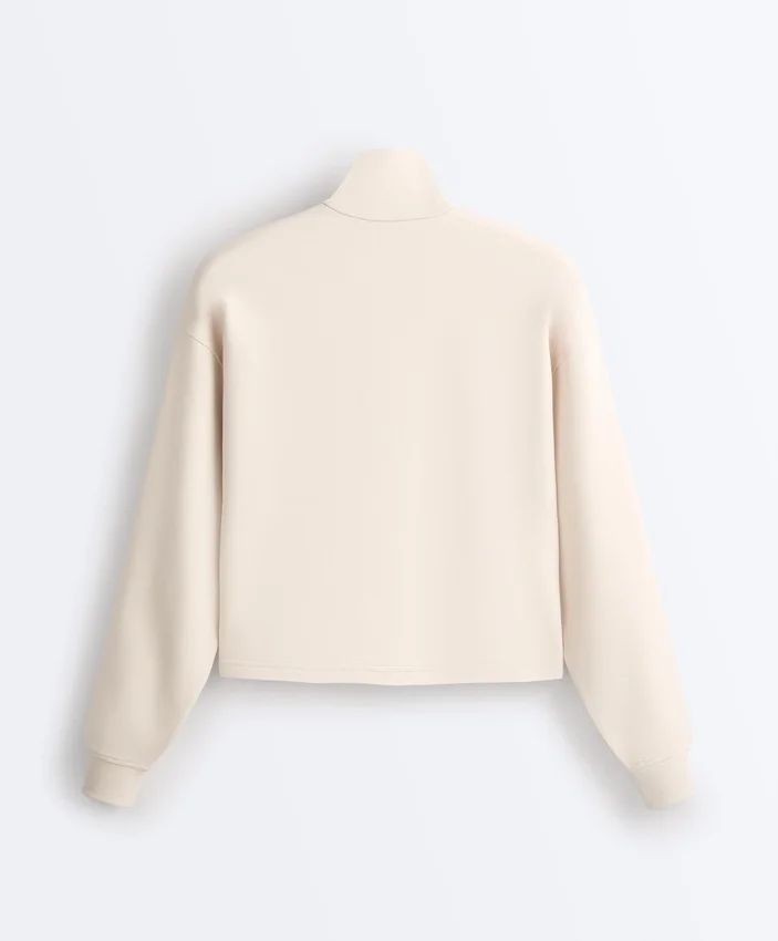 High Collar Pique Jacket with Cotton High Collar Pique Jacket with Cotton