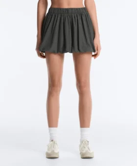 High Rise Compressive Check Balloon Mini Skirt
